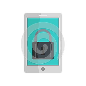 Locked phone icon, flat style