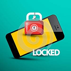 Locked Phone Symbol. Vector Cellphone with Lock.