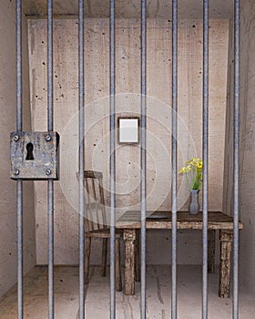 Locked prison cell