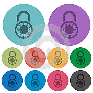 Locked round combination lock color darker flat icons