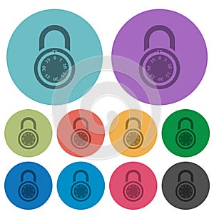 Locked round combination lock color darker flat icons