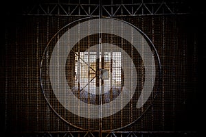 Locked and rusted wrought iron gate