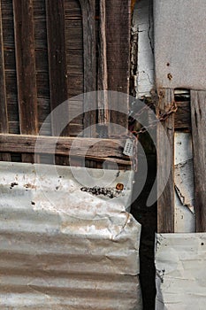 Locked Rustic Wood and Metal Doors