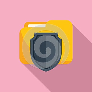 Locked secured folder icon flat vector. Document protect