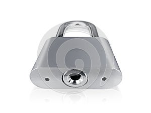 Locked Silver Padlock on a white background