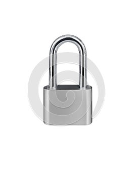 Locked Silver Padlock on a white background