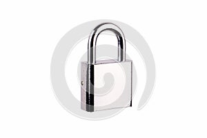 Locked Silver Padlock on a white background