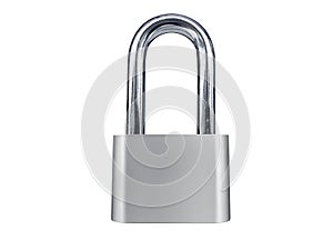 Locked Silver Padlock on a white background