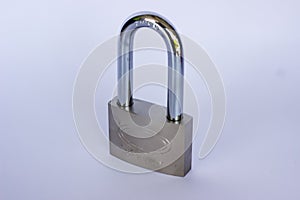 Locked Silver Padlock on the white background.