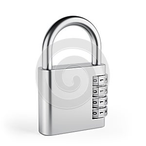 Locked Steel Combination Padlock Closeup. 3d Rendering