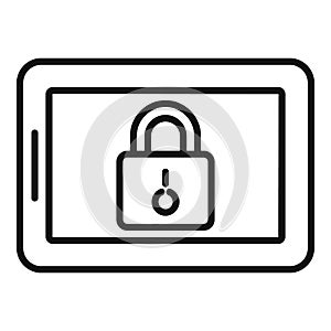 Locked tablet icon, outline style