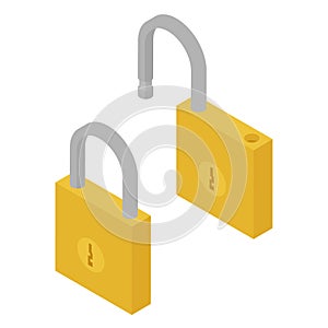 Locked and unlocked padlock