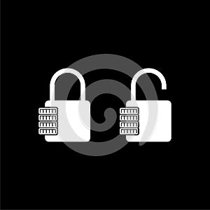 Locked and unlocked padlock logo isolated on dark background