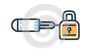 Locked USB Drive Data Security Vector Icon, vector design Generative AI