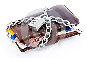 Locked wallet and credit cards