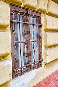 Locked window on the street in Szeged, Hungary