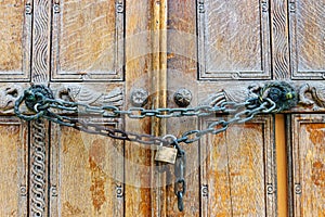 Locked wooden door