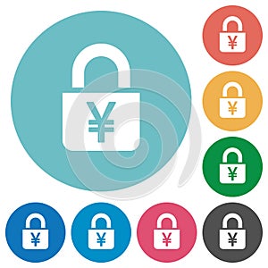 Locked Yens flat round icons