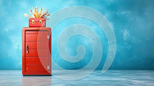 The locker in the blue background is a digital representation of a secure data storage system