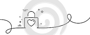 Locker with Heart line icon. Love symbol. Continuous line with curl. Vector