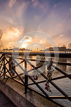 Locker pont des arts love paris at sunrise