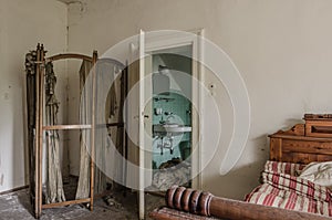 locker room in abandoned house