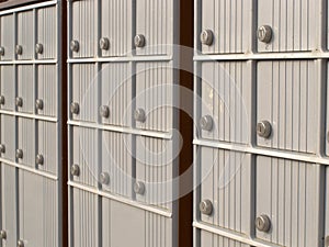 Locker rows of rural Canada Post metal mail box