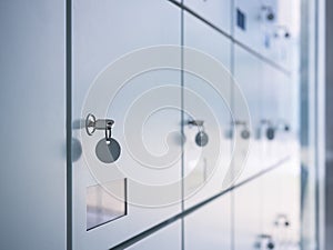 Lockers with key in Locker Room Safety box