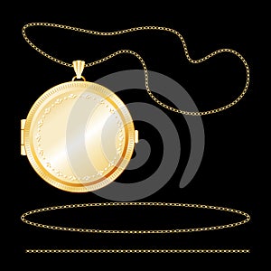Locket, Gold Engraved, Chains