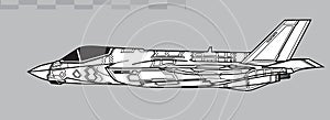 Lockheed Martin F-35C Lightning II. Vector drawing of carrier based stealth multirole fighter.