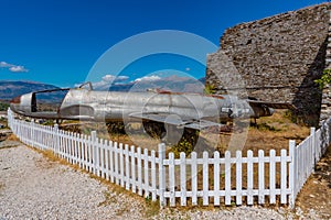 Lockheed T-33 jet fighter displayed at Gjirokaster castle in Albania