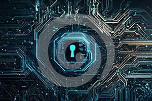 Locking Down Data: Cyberpunk Futuristic Technology Abstract Background