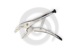 Locking plier isolated on white background.