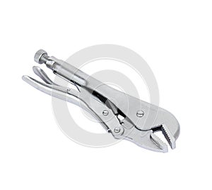 Locking pliers on white background