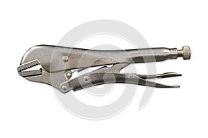 Locking pliers on white background