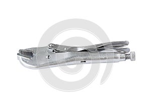 Locking pliers on white background