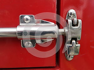 Locking system for the rear door of the truck boor. transportation car concept photo