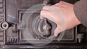 Locking and then opening a safe - close up on dial