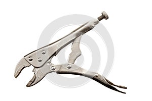 Locking wrench on white background