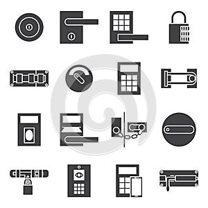 Locks door icon set