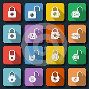 Locks flat vector icons