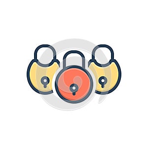 Color illustration icon for Locks, lockage and lock on