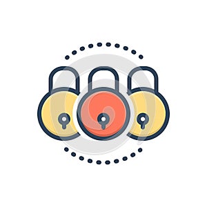 Color illustration icon for Locks, lockage and secure