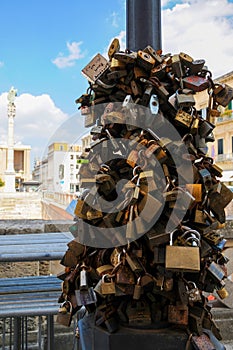 Locks of love in Lecce, Italy