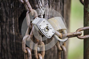 Locks on an old rusty chain
