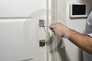 Locksmith repair or installation of a lock in the house