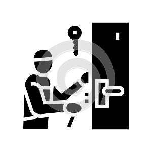 locksmith repairing glyph icon vector illustration