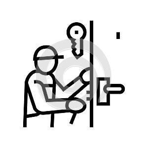 locksmith repairing line icon vector illustration