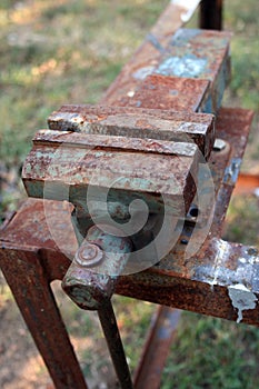 Locksmith,rusty steel clamp