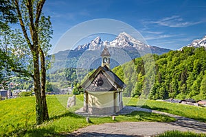 Lockstein Chapel with Watzmann mountain in Berchtesgaden, Bavaria, Germany